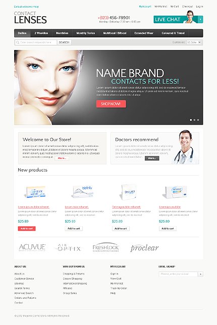 White Optometrist's Magento Theme by Hermes TMT