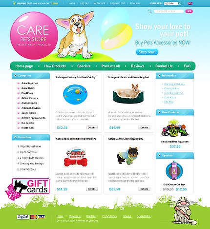 White Pet Shop Zen Cart Template by Delta Zen Cart  TMT
