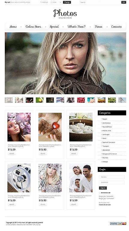 White Photo Gallery VirtueMart Template by Di TMT