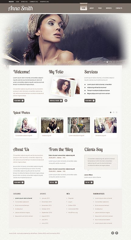 White Photographer Portfolio WordPress Theme by Mercury TMT