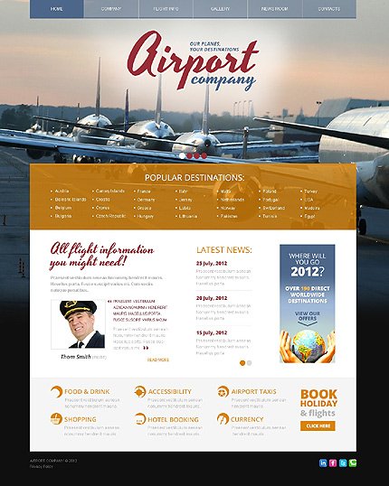 White Private Airline Joomla Template by Glenn TMT