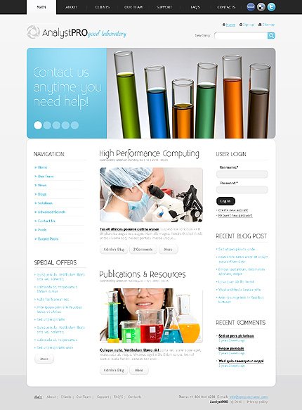White Science Drupal Template by Mira TMT