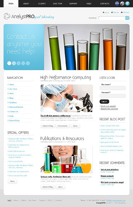 White Science Drupal Template by Mira TMT