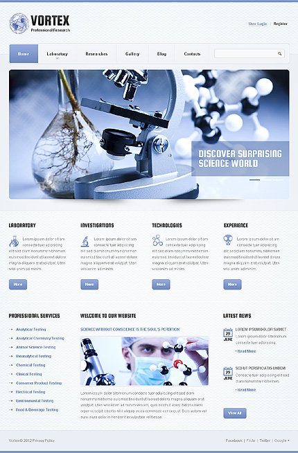White Science Joomla Theme by Hinoriko TMT