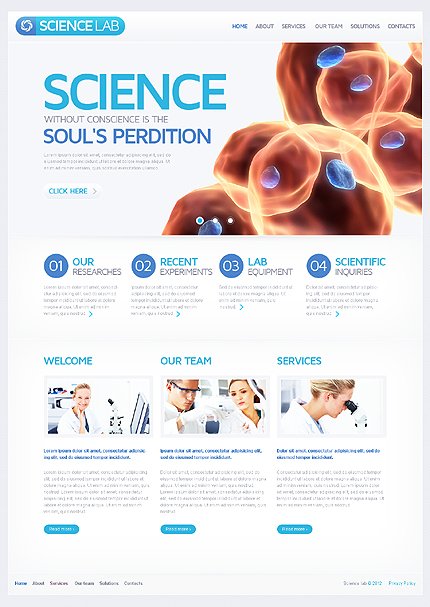 White Science Lab WordPress Theme by Mercury TMT