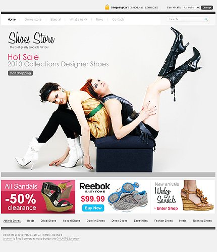 White Shoe Store VirtueMart Template by Delta TMT