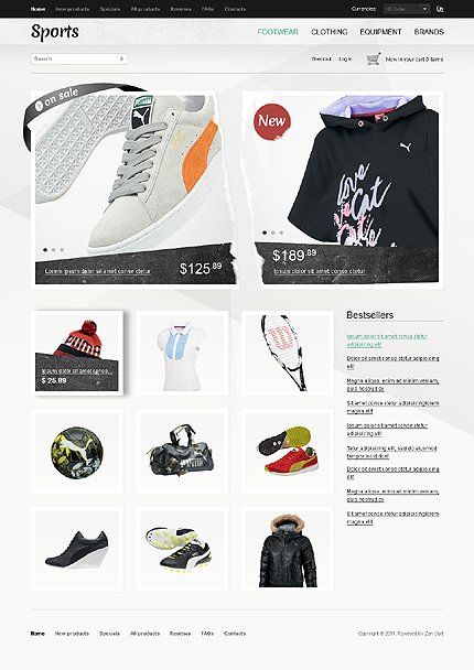 White Sports Store Zen Cart Template by Hermes Zen Cart  TMT