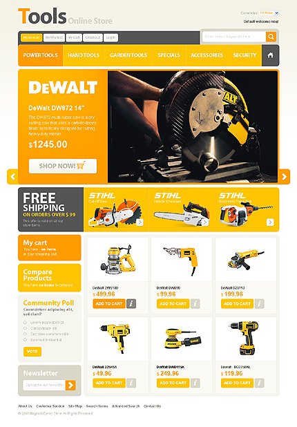 White Tools & Equipment Magento Template by Hermes TMT