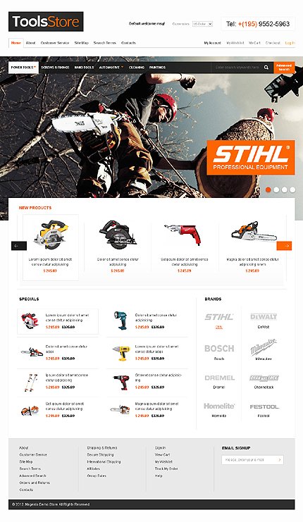 White Tools & Equipment Magento Template by Hermes TMT
