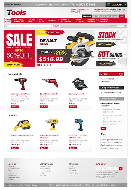 White Tools & Equipment Magento Template by Hermes TMT