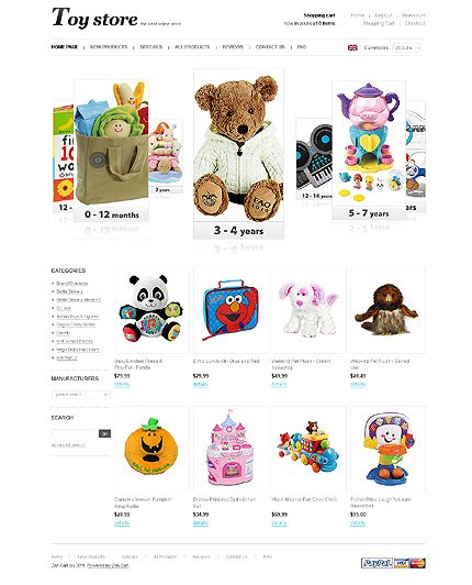 White Toy Store Zen Cart Template by Di Zen Cart  TMT