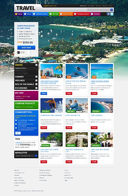 White Travel Agency Magento Theme by Hermes TMT