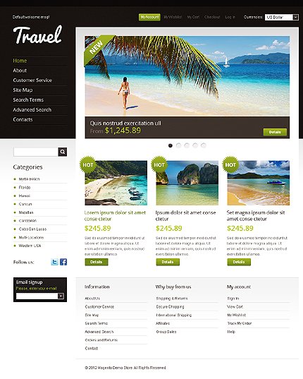 White Travel Agency Magento Theme by Hermes TMT