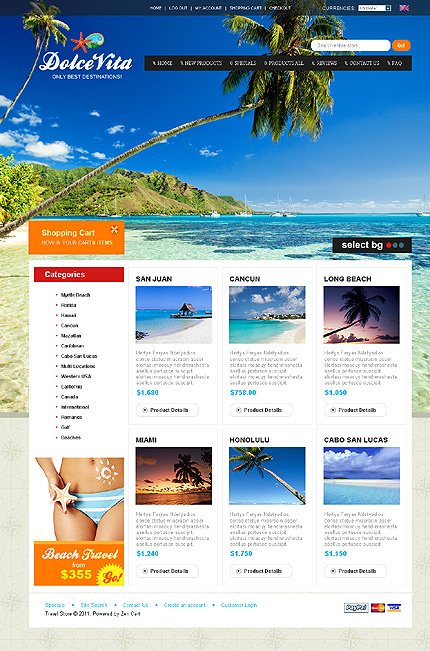 White Travel Agency Zen Cart Template by Delta Zen Cart  TMT