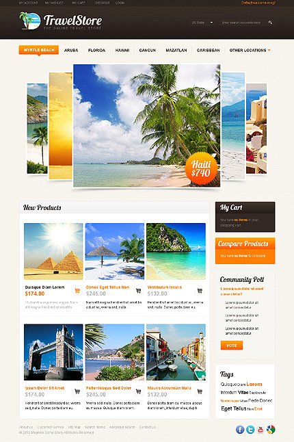 White Travel Store Magento Theme by Bora TMT