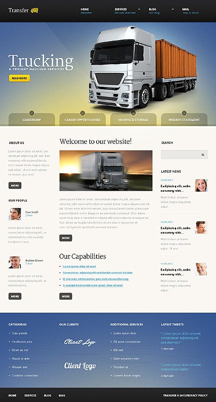 White Trucking Joomla Template by Mira TMT