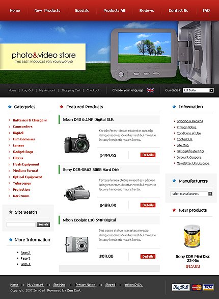 White Video Store Zen Cart Template by Delta Zen Cart  TMT