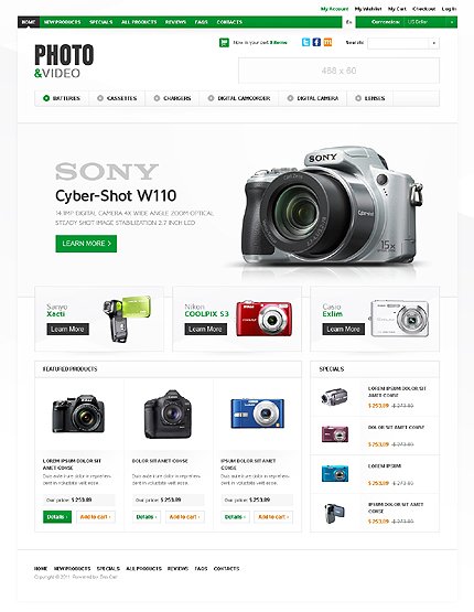 White Video Store Zen Cart Template by Hermes Zen Cart  TMT