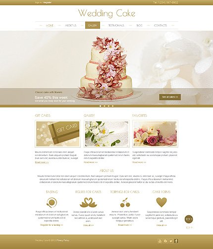 White Wedding Cake Joomla Template by Step TMT