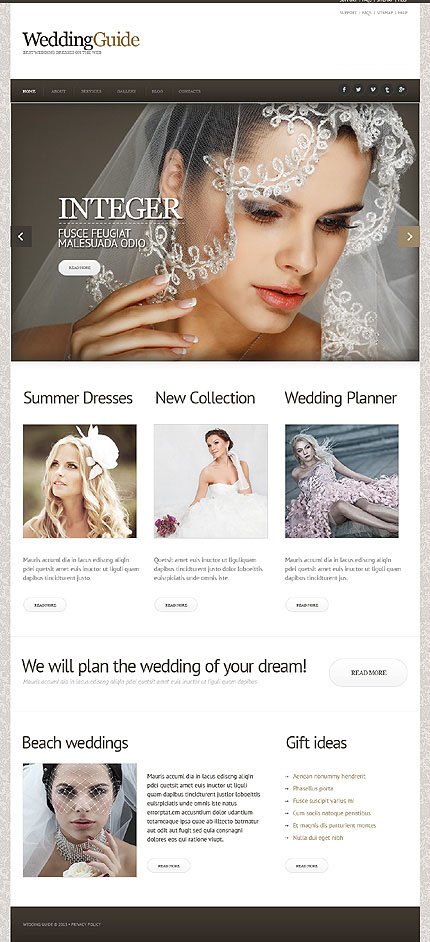 White Wedding Dresses Joomla Template by Butterfly TMT