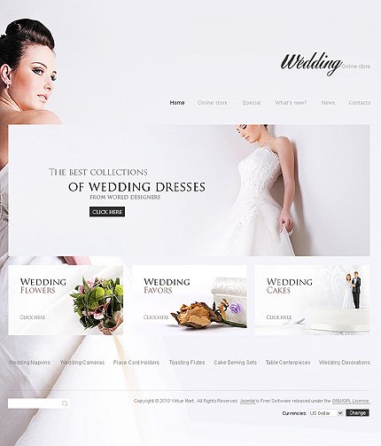 White Wedding Shop VirtueMart Template by Mercury TMT