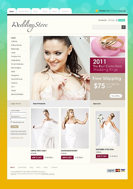 White Wedding Shop VirtueMart Template by Delta TMT