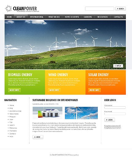 White Wind Energy Drupal Theme by Hugo TMT