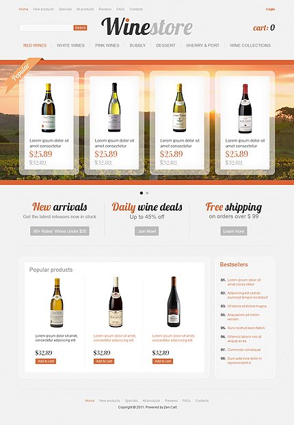 White Wine Zen Cart Template by Hermes Zen Cart  TMT