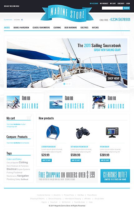 White Yachting Magento Theme by Mercury TMT