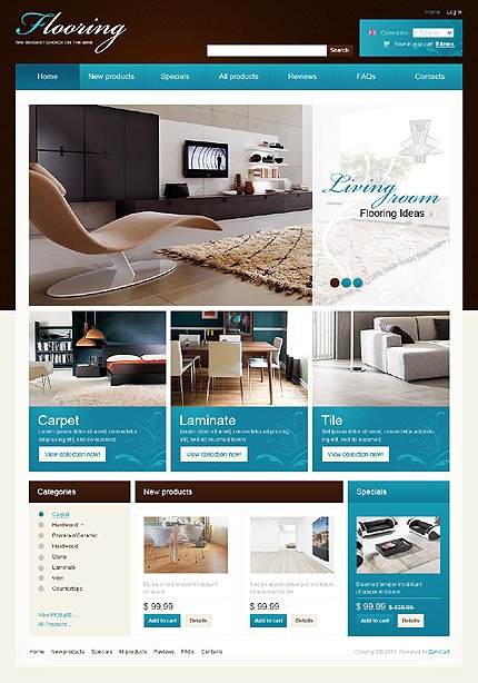 White ZenCart Flooring Theme by Mercury Zen Cart  TMT
