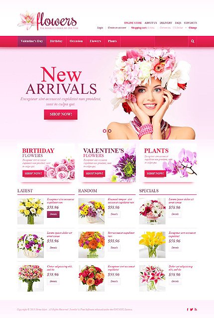 Fresh Flowers VirtueMart Templates  TMT