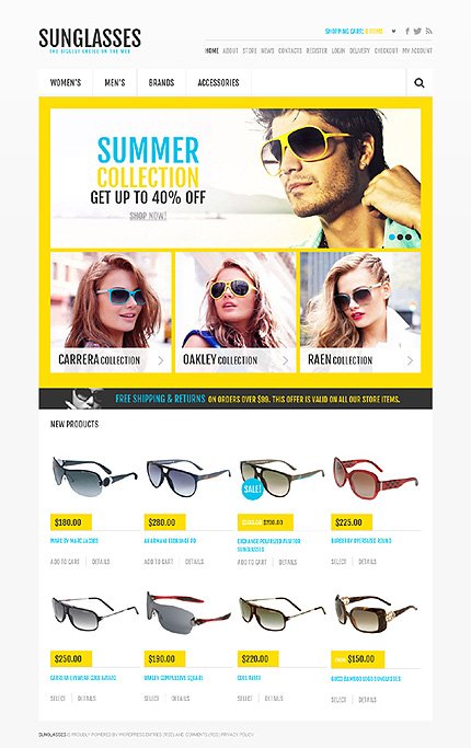 Responsive Sunglasses Store Jigoshop Themes  TMT