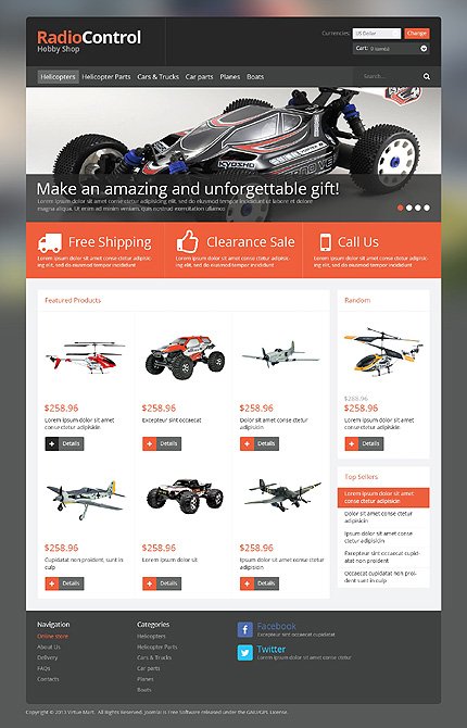 White & Black Toy Store VirtueMart Template by Hermes VirtueMart Templates  TMT
