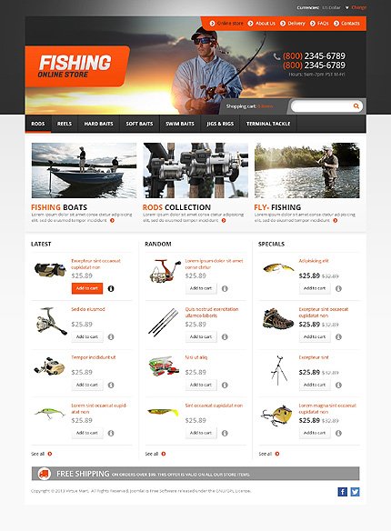White Fishing VirtueMart Template by Hermes VirtueMart Templates  TMT