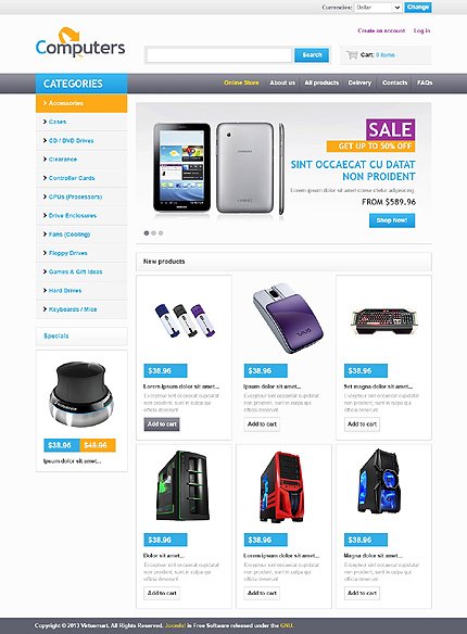 White Computer Store VirtueMart Template by Hermes VirtueMart Templates  TMT