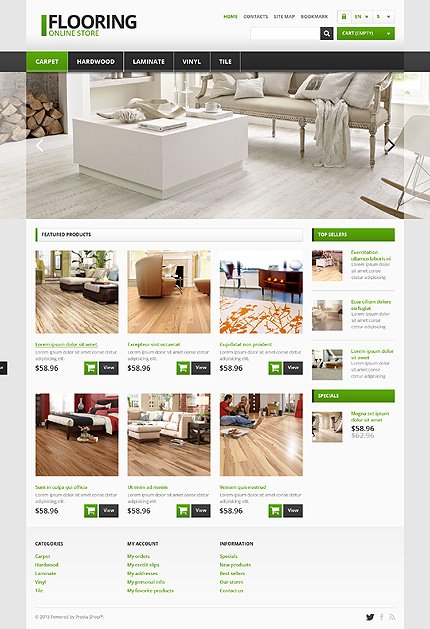 White & Grey PrestaShop Flooring Theme by Hermes PrestaShop  TMT