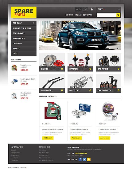 White & Black Auto Parts PrestaShop Theme by Hermes PrestaShop  TMT
