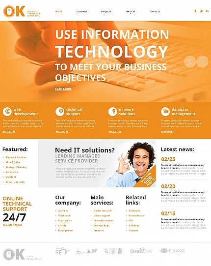 White & Orange Moto CMS HTML Template by Glenn Moto CMS HTML Templates  TMT