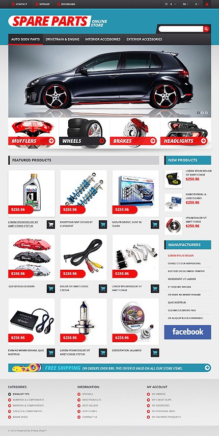 White Auto Parts PrestaShop Theme by Hermes TMT