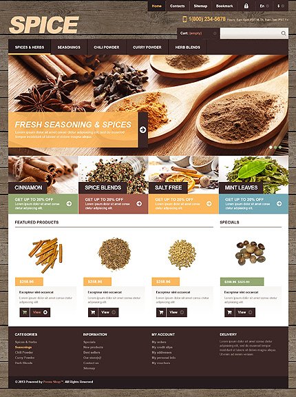 White & Brown Spice Shop PrestaShop Theme by Amour ID64 TMT