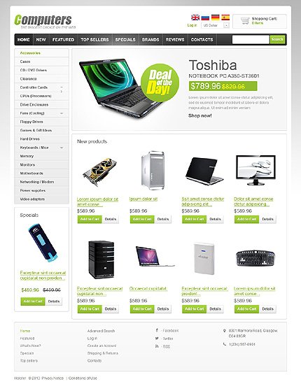 White Computer Store osCommerce Template by Hermes TMT