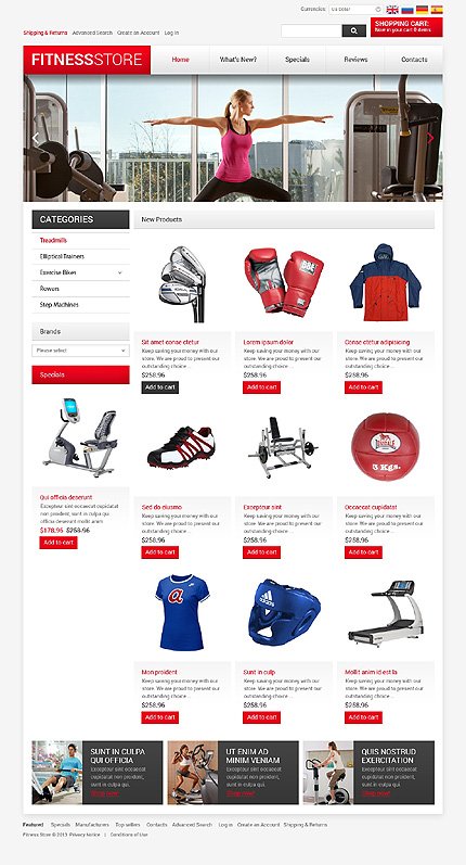 White Fitness osCommerce Template by Hermes TMT