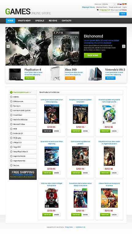 White Games osCommerce Theme by Hermes TMT