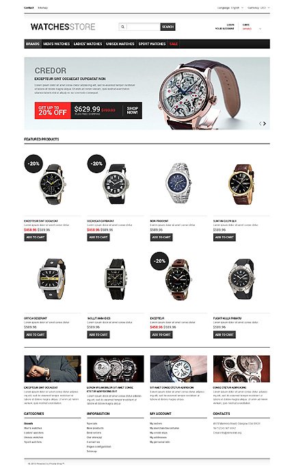 White Watches PrestaShop Theme by Hermes TMT