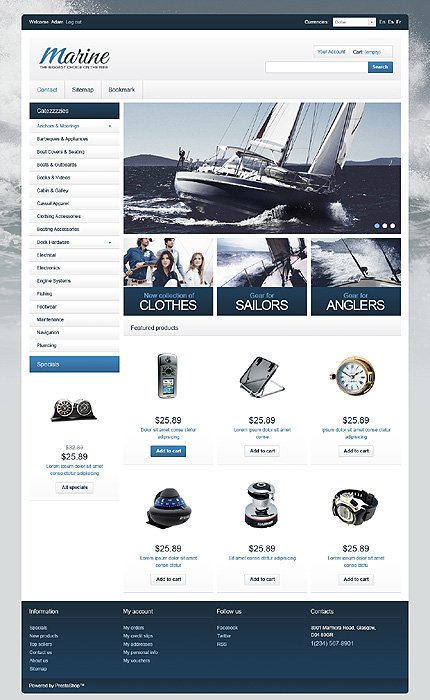 White Yachting osCommerce Template by Hermes TMT