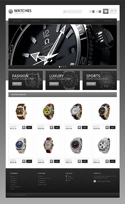 Black & White Watches PrestaShop Theme by Jenny TMT