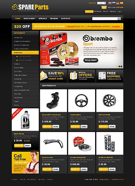 Black & White Auto Parts osCommerce Template by Mercury TMT