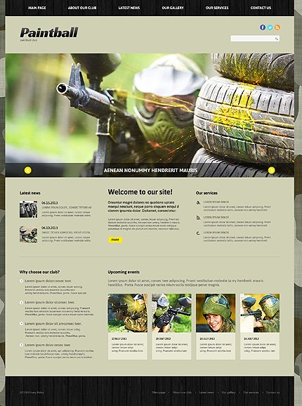 Grey & Green Paintball Joomla Template by Butterfly TMT