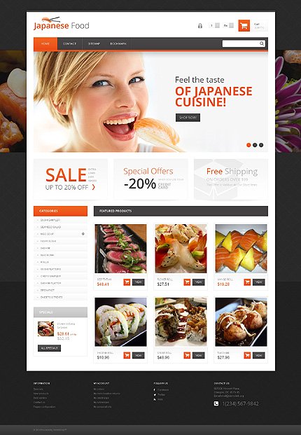 White & Black Japanese Restaurant PrestaShop Theme by Mira TMT