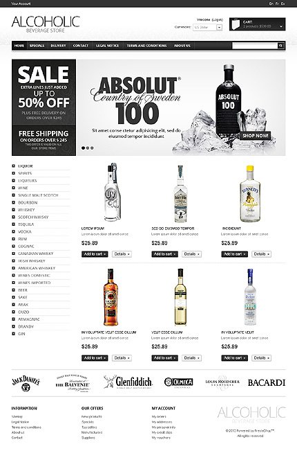 White Food & Drink osCommerce Theme by Hermes TMT